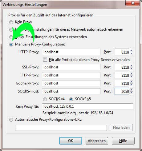 Firefox Proxy für TOR