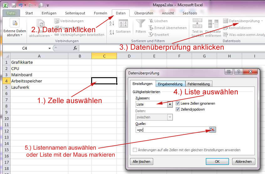 How To Create Drop Down In Excel Vista