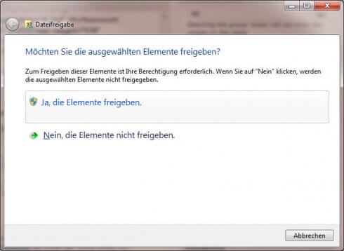 Dateifreigabe Windows 7