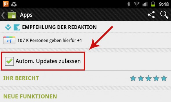 Automatische Updates bei Android