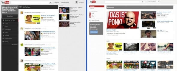 Youtube-Design im Vergleich: Die Startseite