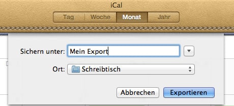 iCal-Kalender exportieren
